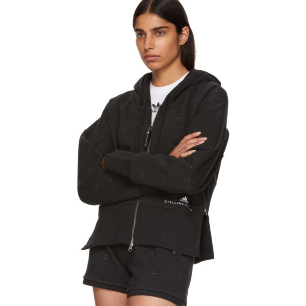 adidas by Stella McCartney Black ESS Hoodie Zip Up Sweatshirt Sz Medium